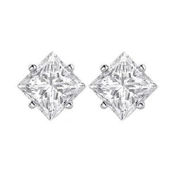 Boucle D'oreille Réel Diamant Solitaire Taille Princesse 1.3 Ct En Or Blanc 14K