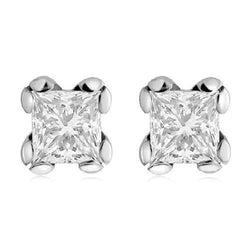 Boucle D'oreille Réel Diamant Solitaire Taille Princesse 4 Ct En Or Blanc 14K