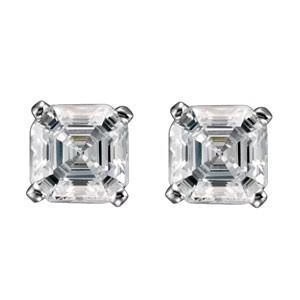 Boucle D'oreille Réel Diamant Taille Asscher 1 Carat en Or Blanc 14K