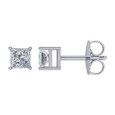Boucle D'oreille Réel Diamant Taille Princesse 2.7 Ct En Or Blanc 14K