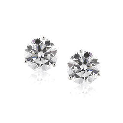 Boucle D'oreille Solitaire Réel Diamant Rond 1 Carat En Or Blanc 14K