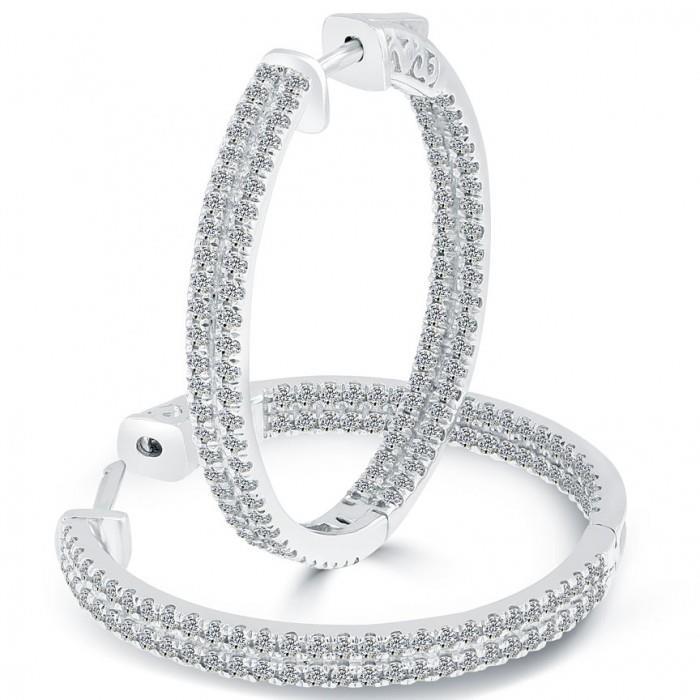 Boucle D'oreille Véritable Diamant Rond De 5 Carats En Or Blanc Massif 14K Bijoux Femme