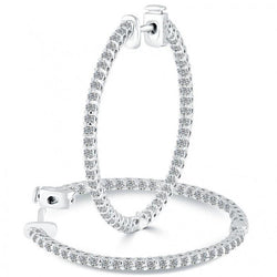 Boucle D'oreille Véritable Diamant Rond De 5 Carats En Or Blanc Massif 14K Bijoux Femme
