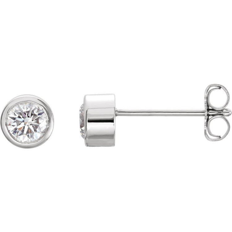 Boucle D'oreille Véritable Diamant Rond Serti Clos 1 Carat