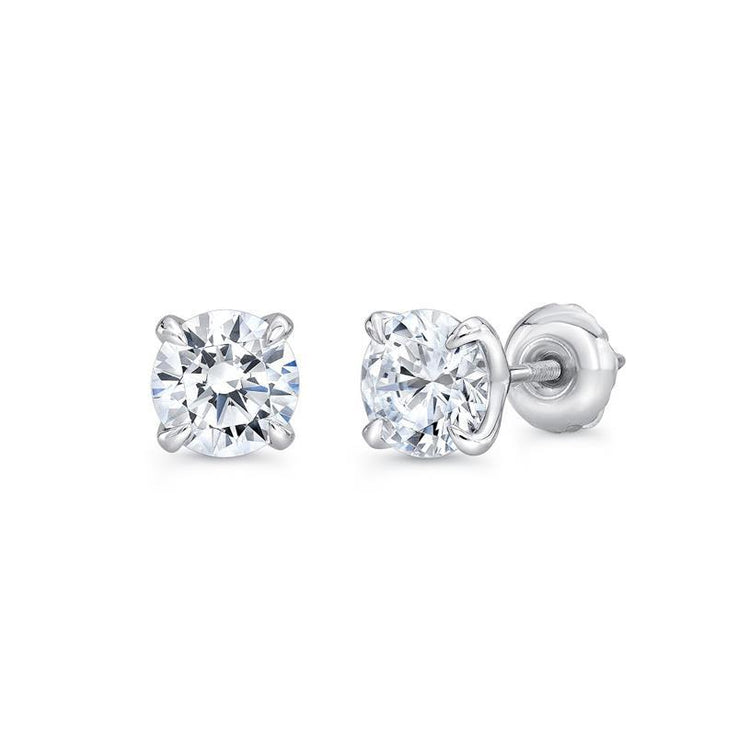 Boucle D'oreille Véritable Diamant Solitaire 1 Carat En Or Blanc 14 Carats