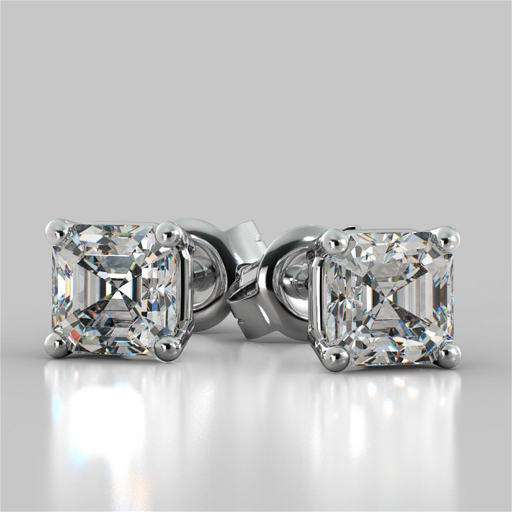 Boucle D'oreille Véritable Diamant Taille Asscher 1 Carat en Or Blanc Massif 14K