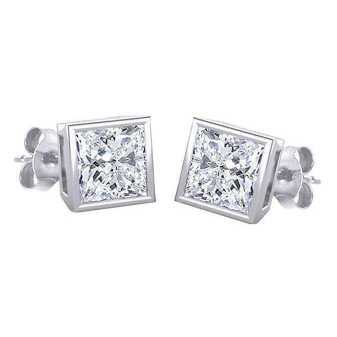 Boucle D'oreille Véritable Diamant Taille Princesse De 1.5 Carat