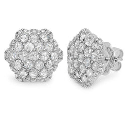 Boucle d'Oreille Halo Réel Diamants 3.20 Carats Or Blanc 14K