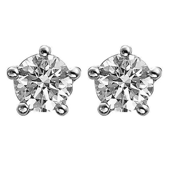 Boucle d'Oreille Solitaire Réel Diamant Rond 2.10 Carats Or Blanc Massif