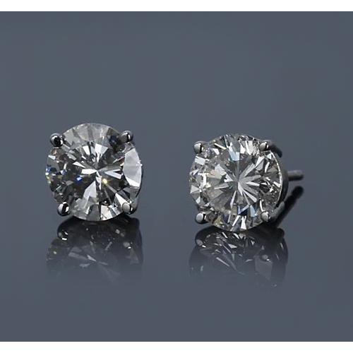 Boucle d'oreille en or blanc 2.50 carats et Réel diamants ronds 14 carats F Vs1