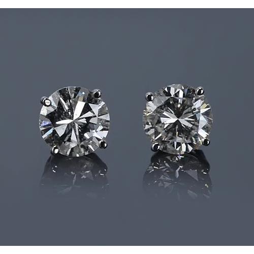 Boucle d'oreille en or blanc 2.50 carats et Réel diamants ronds 14 carats F Vs1