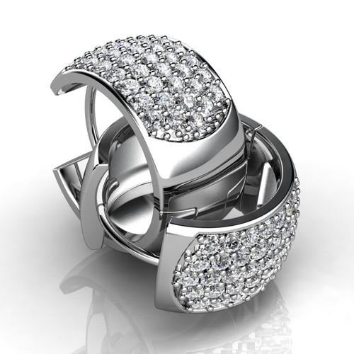 Boucle d'oreille en or blanc avec Réel diamant rond de 7 carats pour femme