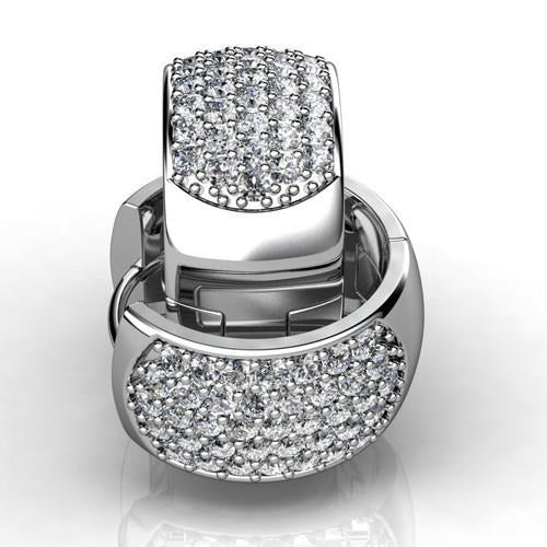 Boucle d'oreille en or blanc avec Réel diamant rond de 7 carats pour femme