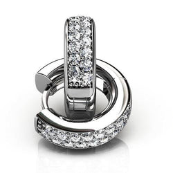 Boucle d'oreille femme avec Réel diamants ronds sertis en pavé en or blanc de 4,80 carats