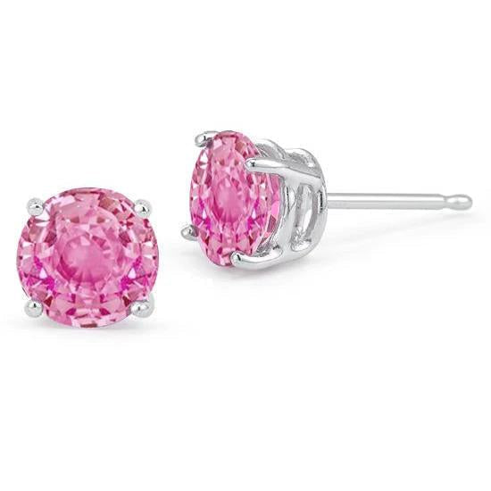 Boucle d'oreille ronde en or avec saphir rose et solitaire. bijoux pour femme 3 ct. - HarryChadEnt.FR