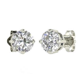 Boucle d'oreille solitaire Réel diamants Coupe Ronde 1.90 ct en or blanc 14 carats