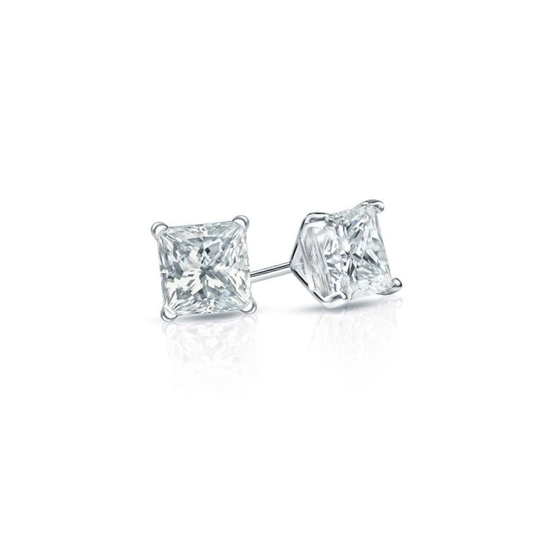 Boucle D'oreille Réel Diamant Taille Princesse 1 Carat En Or Blanc 14K
