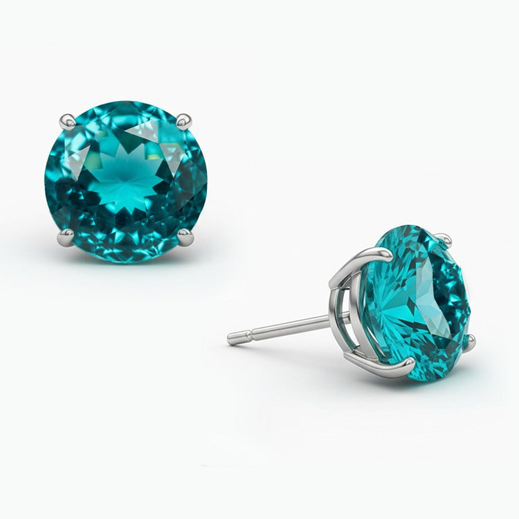 Boucle d'oreille Paraiba ronde 2 carats en or blanc