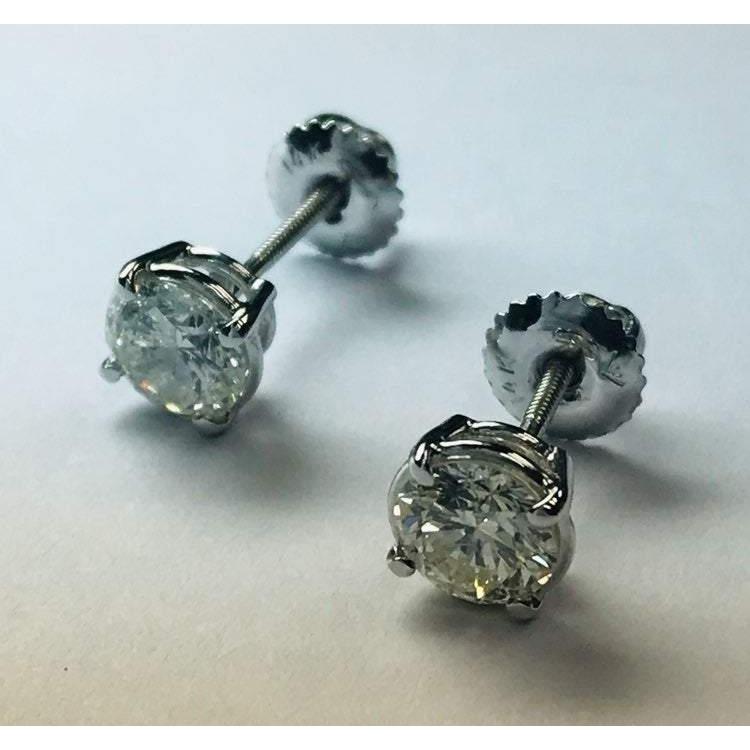 Boucles D'Oreilles 1.80 Carats Puces Naturel Diamant Rond