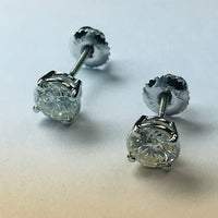 Boucles D'Oreilles 1.80 Carats Puces Naturel Diamant Rond