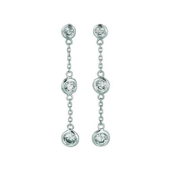 Boucles D'Oreilles A Lunette Avec Réel Diamants Ronds En Or Blanc 14K 2 Carats