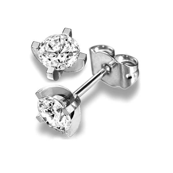 Boucles D'Oreilles A Quatre Griffes Pour Dames. Véritable Diamants Ronds De 2.5 Ct. Or14K