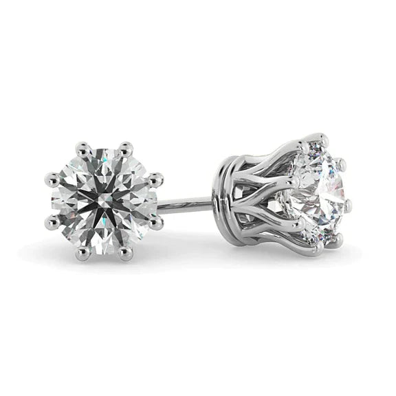 Boucles D'Oreilles A Tige En Réel Diamant Rond Serti Couronne G Vs2 3 Carats 8 Broches
