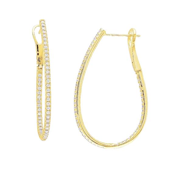 Boucles D'Oreilles Anneau Or Jaune 14K De Petit Véritable Diamant De 2,80 Carats De Taille Ronde