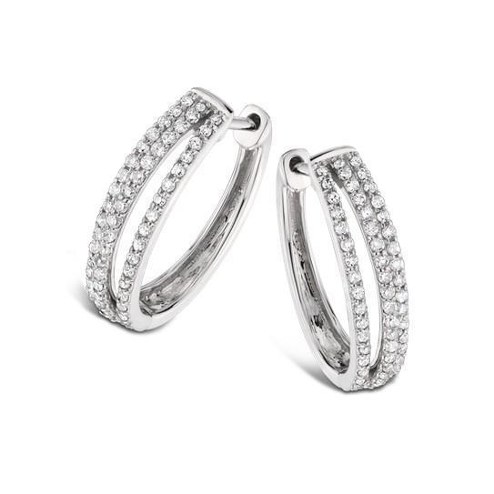 Boucles D'Oreilles Avec Véritable Diamants Ronds De 3,25 Carats Sertis À Froid En Or Blanc 14K