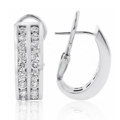 Boucles D'Oreilles Cerceau 4,30 Carats Réel Diamants Ronds Taille Brillant Or Blanc 14K