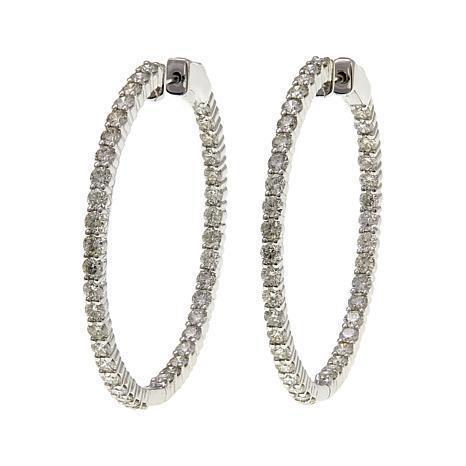 Boucles D'Oreilles Cerceau En Or Blanc 14K Avec Véritable Diamants De 4 Carats De Taille Ronde Et Etincelante