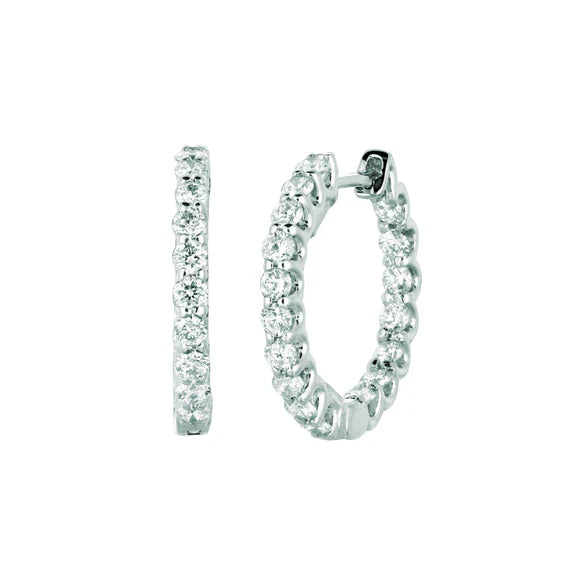 Boucles D'Oreilles Cerceau En Réel Diamant 1,36 Carats 14K Blanc
