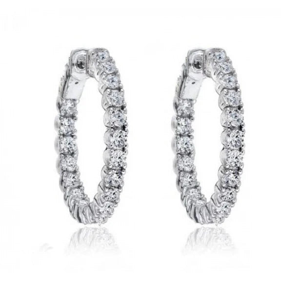 Boucles D'Oreilles Cerclées De Réel Diamants Brillants Scintillants WG 14K De 4,30 Carats