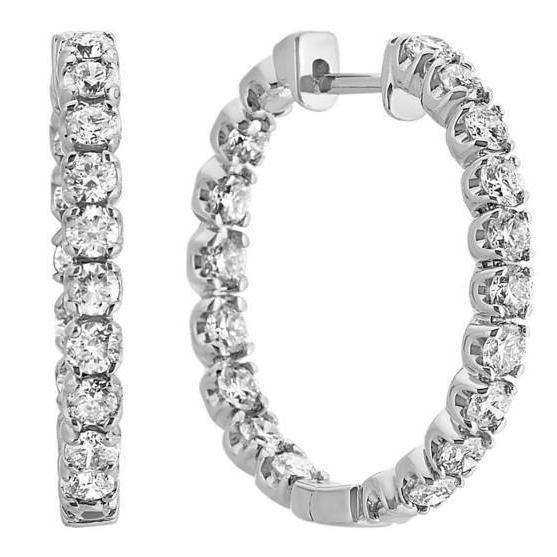 Boucles D'Oreilles Cerclées De Réel Diamants Ronds De 4,90 Carats En Or 14 K Pour Femmes