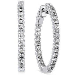 Boucles D'Oreilles Cerclées Pour Femmes En Or Blanc 14K Avec 2,70 Carats De Réel Diamants Ronds