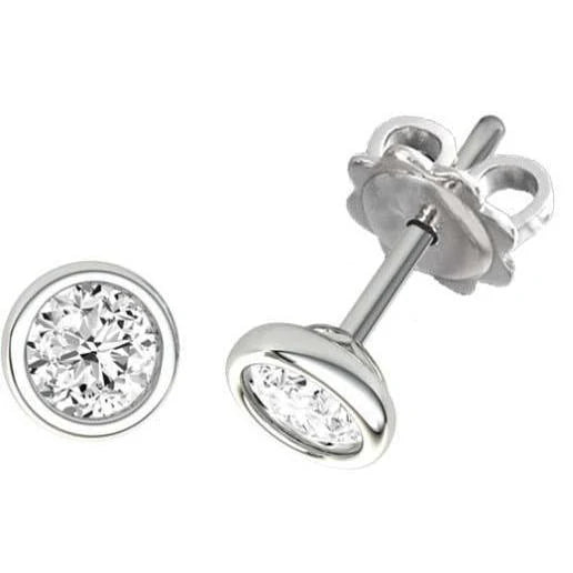 Boucles D'Oreilles Clous D'Oreilles 2.50 Carats Réel Diamant En Or Blanc Serti Clos