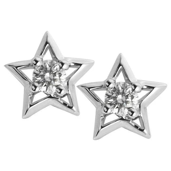 Boucles D'Oreilles Clous D'Oreilles A Monture Etoile Réel Diamants 2.50 Carats Or Blanc 14K