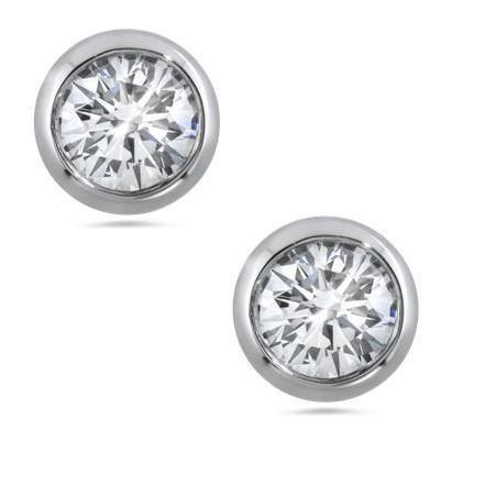 Boucles D'Oreilles Clous D'Oreilles Diamants Coupe Ronde Etincelante Sertie Lunette Sertie De Réel Diamants De 2.20 Ct
