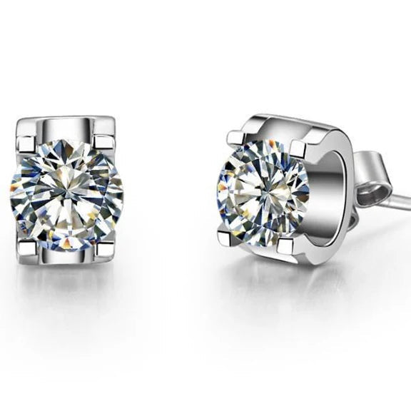 Boucles D'Oreilles Clous D'Oreilles Femme Réel Diamants 1.50 Carats Or Blanc 14K Neuf