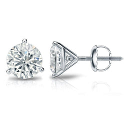 Boucles D'Oreilles Clous D'Oreilles Femme Réel Diamants Sertis Trois Griffes De 4.30 Ct En Or Blanc 14K