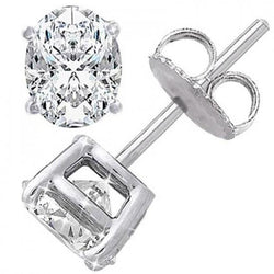 Boucles D'Oreilles Clous D'Oreilles Femme Véritable Diamants Taille Ovale Gros 5.80 Carats Or Blanc