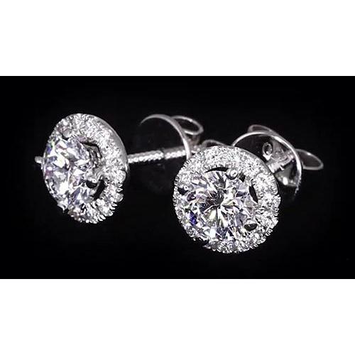 Boucles D'Oreilles Clous D'Oreilles Halo De Véritable Diamants 2.32 Carats