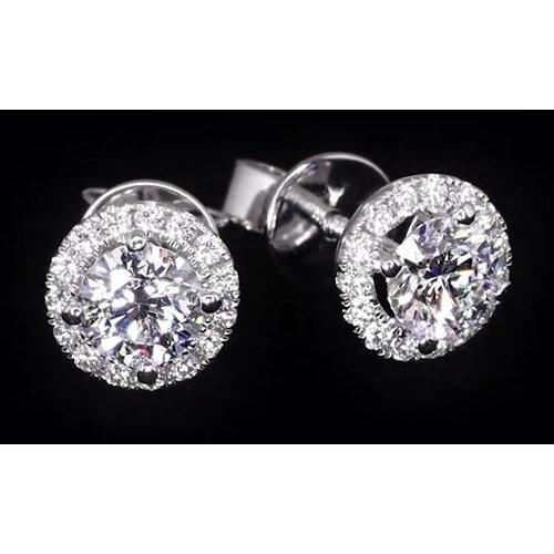 Boucles D'Oreilles Clous D'Oreilles Halo De Véritable Diamants 2.32 Carats