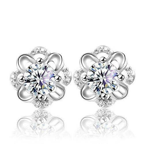 Boucles D'Oreilles Clous D'Oreilles Pour Femmes Avec Réel Diamants Ronds De 2.50 Carats en or blanc 14K Nouveau