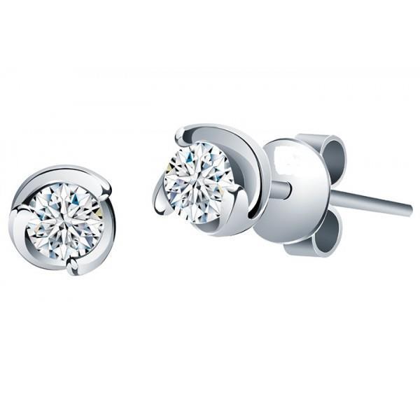 Boucles D'Oreilles Clous D'Oreilles Réel Diamant Rond Solitaire 1.60 Carats Or Blanc 14K