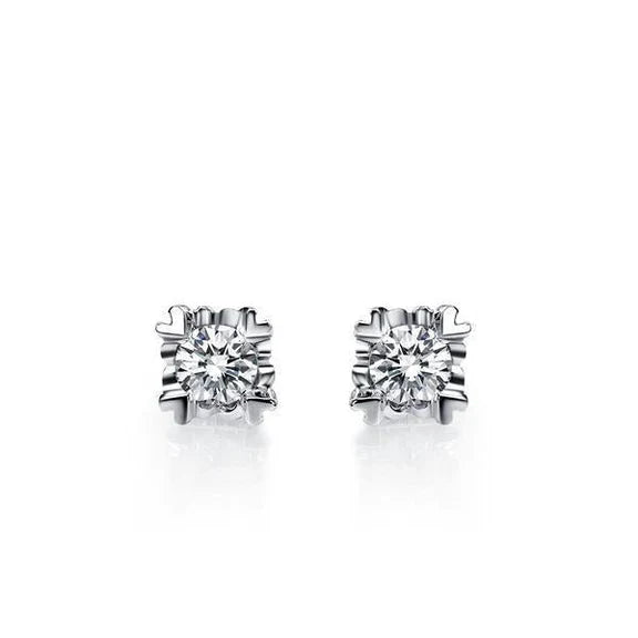 Boucles D'Oreilles Clous D'Oreilles Réel Diamants Coupe Ronde 1.50 Carats Or Blanc 14K