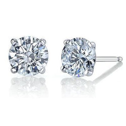 Boucles D'Oreilles Clous D'Oreilles Réel Diamants De 3.00 Carats En Or Blanc 14K