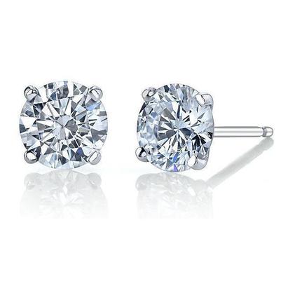 Boucles D'Oreilles Clous D'Oreilles Réel Diamants De 3.00 Carats En Or Blanc 14K