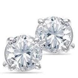 Boucles D'Oreilles Clous D'Oreilles Véritable Diamant Coupe Ronde 4.5 Carats Or Blanc 14K