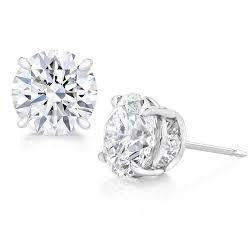 Boucles D'Oreilles Clous D'Oreilles Véritable Diamant Solitaire 1.70 Carats Or Blanc 14K